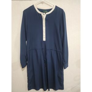 Lauren Ralph Lauren Navy Blue Dress Size 10 White Trim Drawstring Waist Tunic